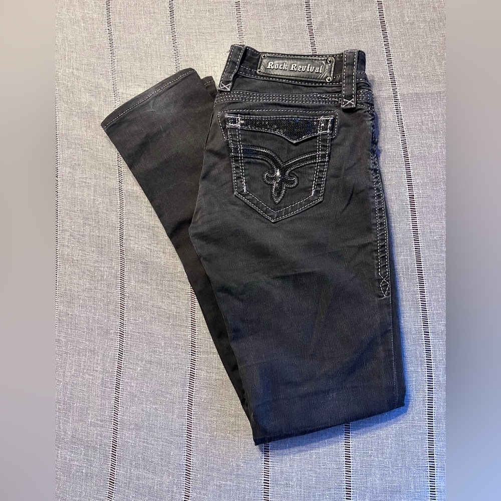 Black Skinny Rock Revival Jeans, Great Condition!! 31” inseam.